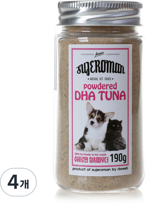 SUJEROMAN 반려동물 파우더 간식, 참치, 190g, 4개