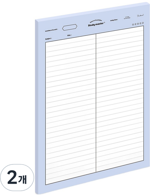 뮤니드 서브젝트 세로 2분할 라인 노트패드 B5, 블루, 2개, 50매