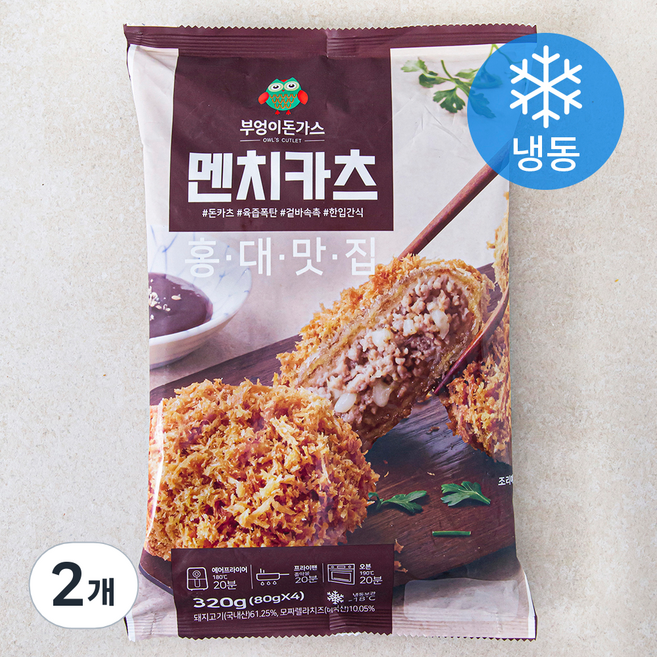 부엉이돈가스 멘치 카츠 (냉동), 320g, 2개