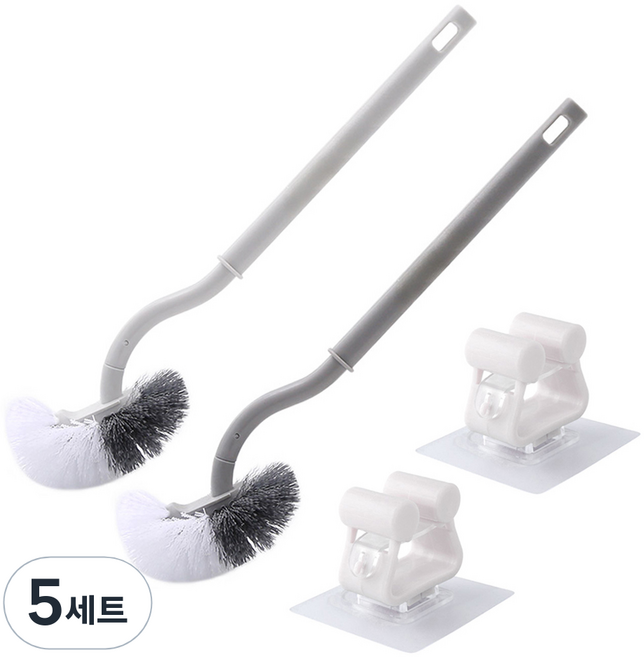 모나코올리브 에스커브 변기솔 2종 + 이지 변기 솔걸이 2p 세트, 화이트, 그레이(변기솔), 5세트