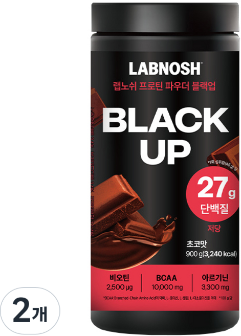 랩노쉬 프로틴 파우더 블랙업 초코맛, 900g, 2개