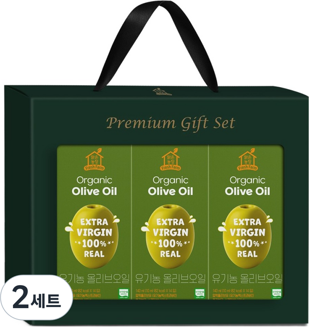 맑은농장 유기농 엑스트라버진 올리브오일 선물 140ml x 3p 세트, 2세트