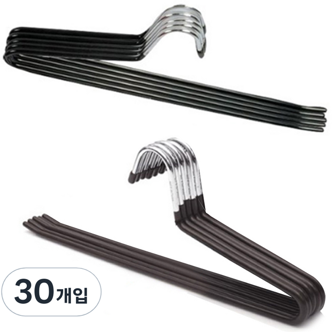 선우랜드 논슬립 코팅 바지걸이 행거 블랙 5p + 브라운5p, 혼합 색상, 30개입