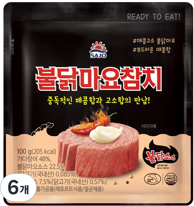 사조 불닭마요참치 파우치, 100g, 6개