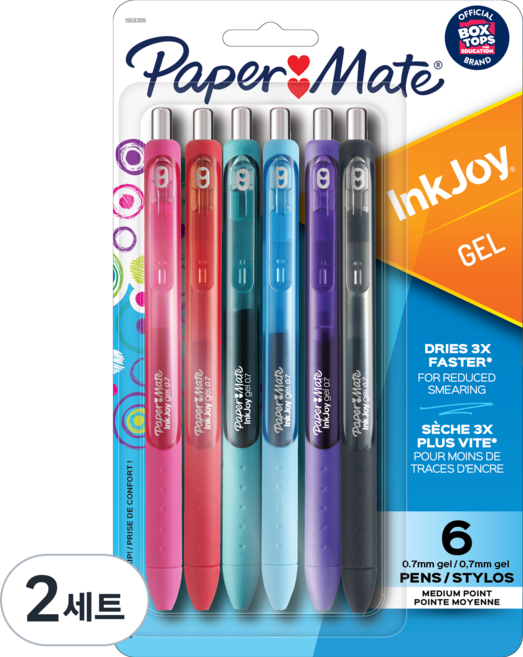 Paper Mate Inkjoy 凝膠筆 0.7mm 6色, 混合色, 2套