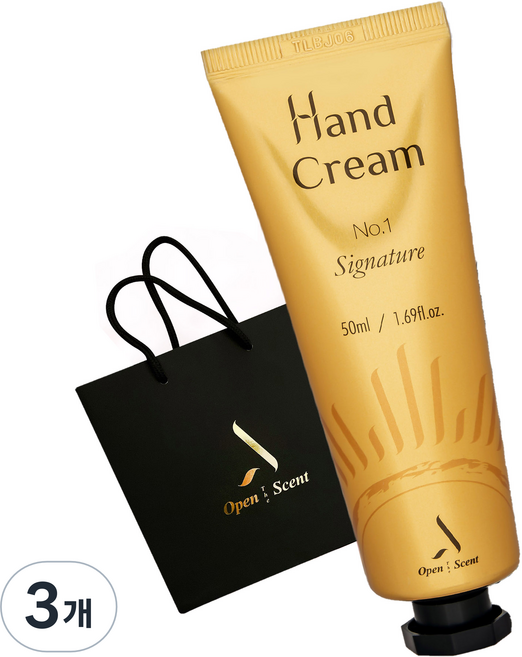 오픈더센트 퍼퓸 핸드크림 NO.1 시그니처 + 쇼핑백, 50ml, 3개