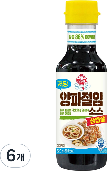 오뚜기 LIGHT & JOY 저당 삼겹살 양파절임소스, 320g, 6개