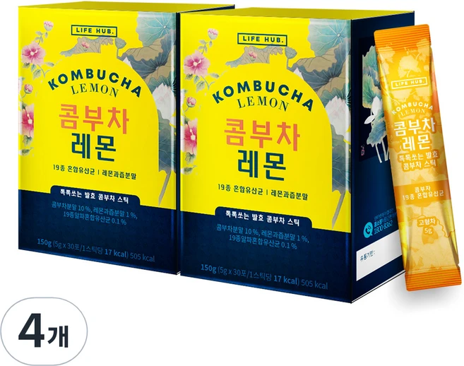 라이프허브 콤부차 레몬 30p, 5g, 30개입, 4개 - 쿠팡