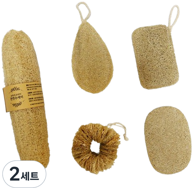 슈와츠코리아 주방 설거지 천연 수세미 세트, 2세트
