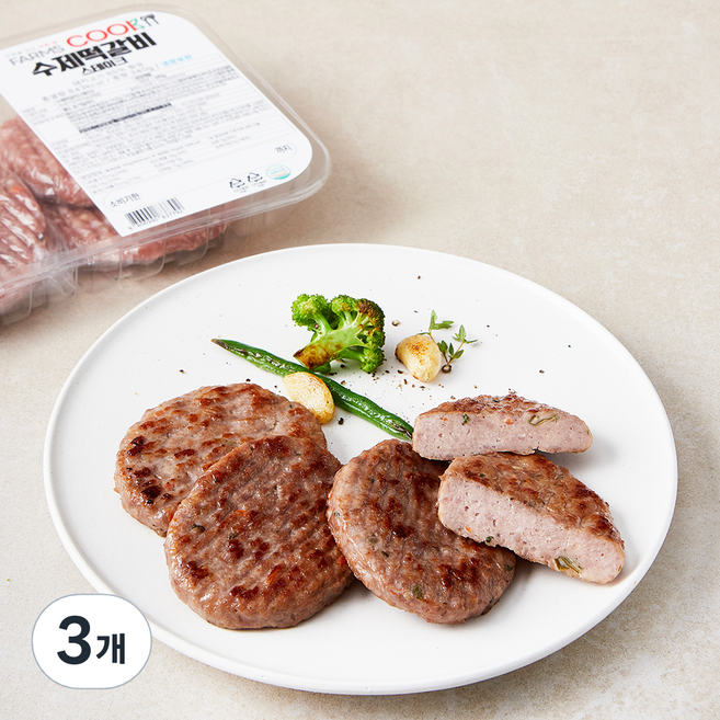 팜스쿡 수제떡갈비 (냉장), 340g, 3개