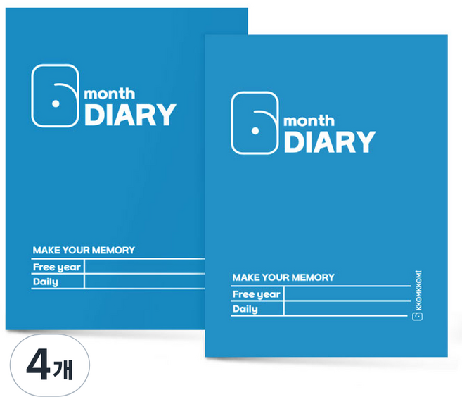 꼼꼬미 6쾌한 6개월 만년형 다이어리 미니 먼슬리 위클리, 블루, 4개