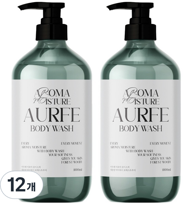아우페 아로마 모이스처 대용량 퍼퓸 바디워시 포레스트우디향, 1L, 12개