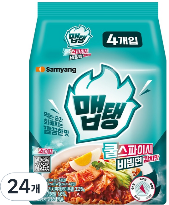 맵탱 쿨스파이시 비빔면 김치맛 134g, 24개
