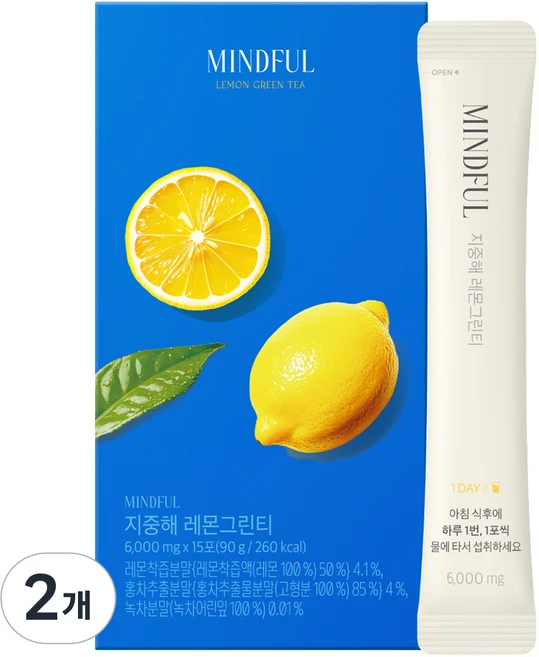 푸드올로지 마인드풀 지중해 레몬그린티, 15회분, 2개 - 쿠팡