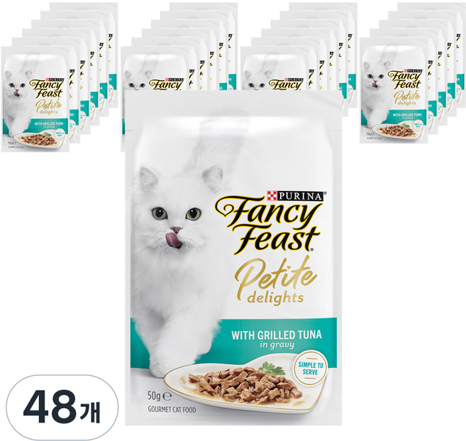 팬시피스트 3개월 이후 고양이 쁘띠딜라이트 주식 파우치, 참치, 50g, 48개