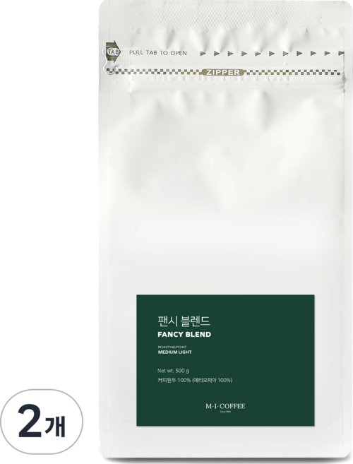 엠아이커피 팬시 블렌드 원두, 홀빈(분쇄안함), 500g, 2개