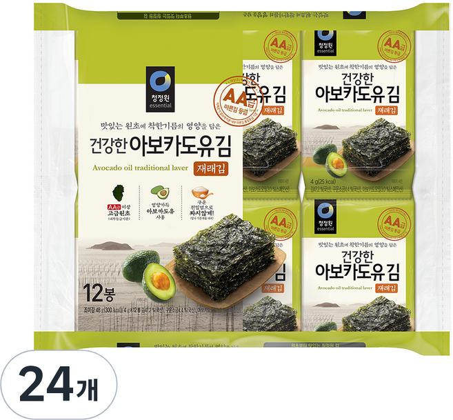 청정원 건강한 아보카도유 재래김, 48g, 2개