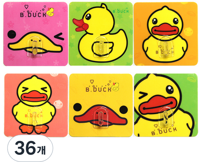 리버그린 귀요미 덕 인테리어 매직 후크, 랜덤 발송, 36개