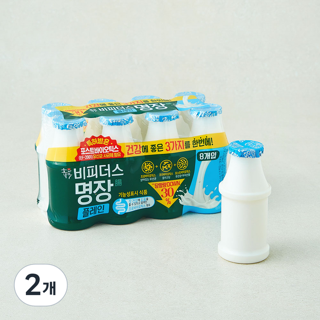 소와나무 동원 비피더스 명장 플레인 당저감 요구르트, 2개, 8개입, 125ml