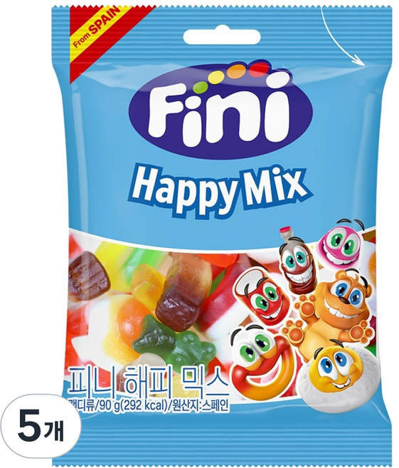 Fini 해피 믹스 젤리, 90g, 5개