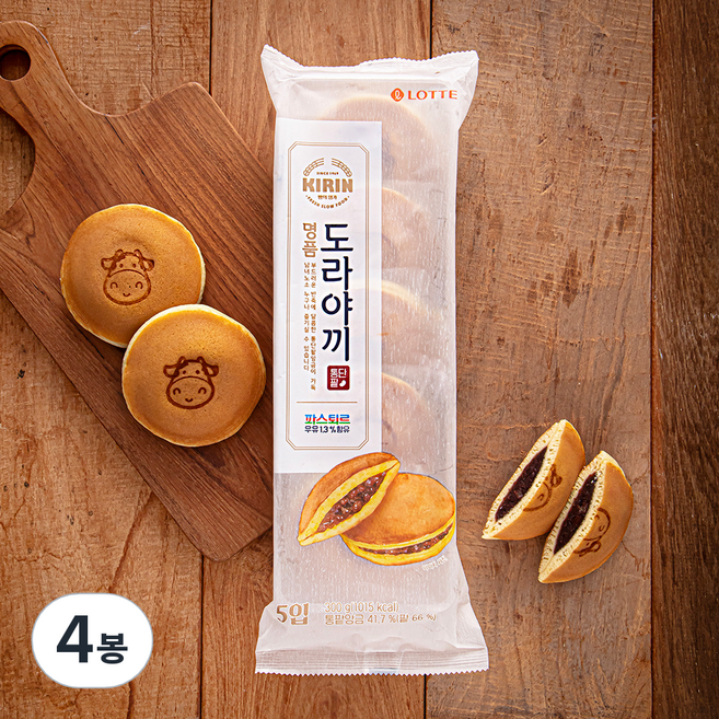 기린 도라야끼통단팥 빵, 60g, 5개입, 4개