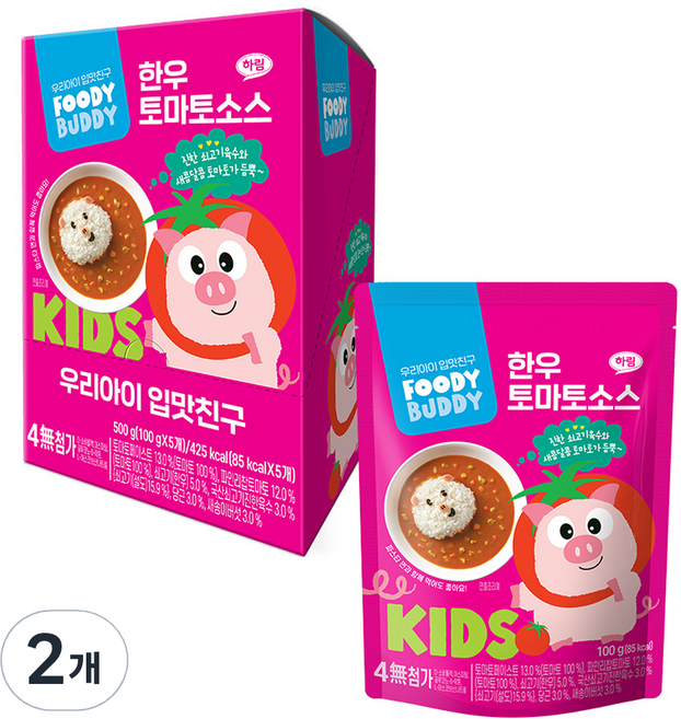 푸디버디 유아용 한우 토마토소스 5p, 혼합맛(쇠고기/토마토), 500g, 2개