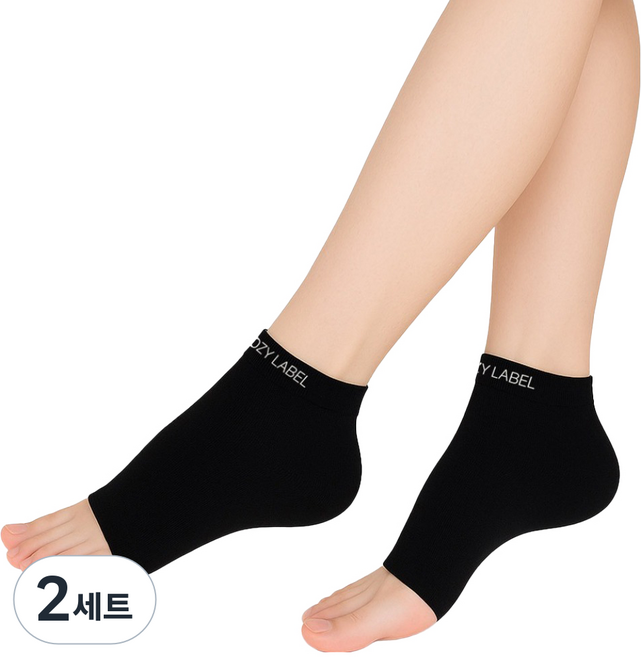 코지라벨 스마트핏 뒤꿈치 실리콘 패드 보습 양말 양쪽착용 세트 블랙 FREE, 2세트