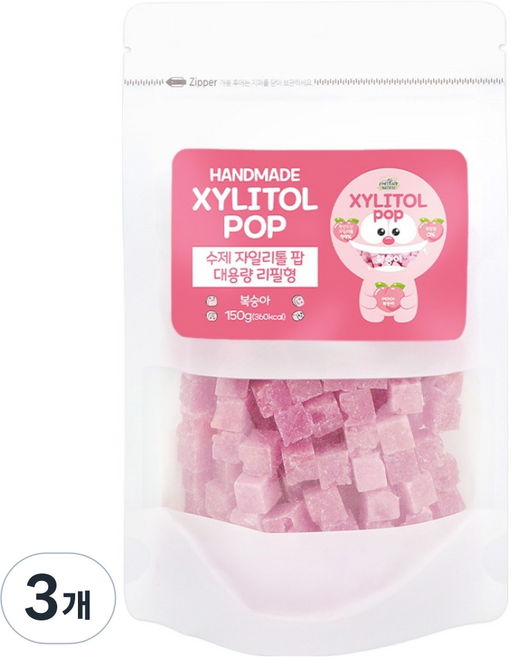 자일리톨팝 파우치 복숭아, 150g, 3개
