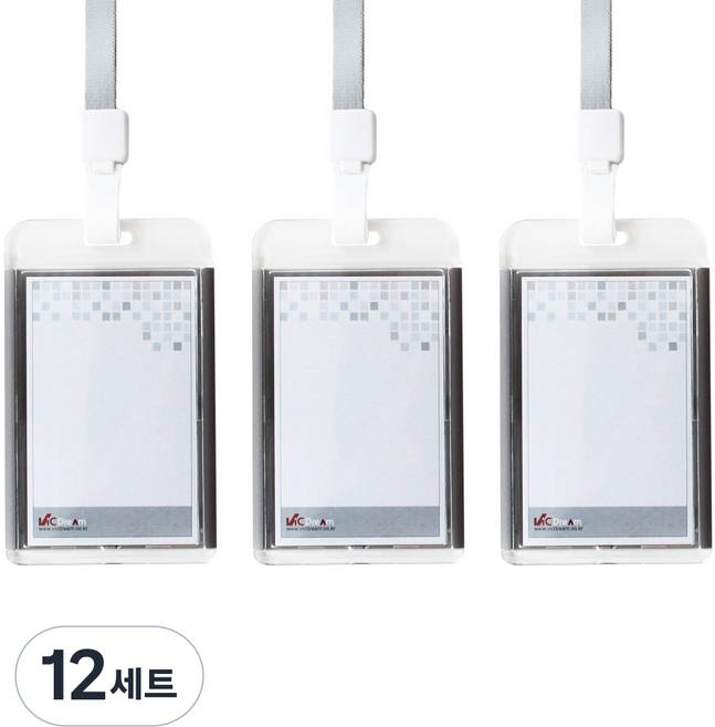 VIC DreAm 6028 壓克力ID 員工證 卡套 名牌 + 掛繩組 直式, 灰色, 12套