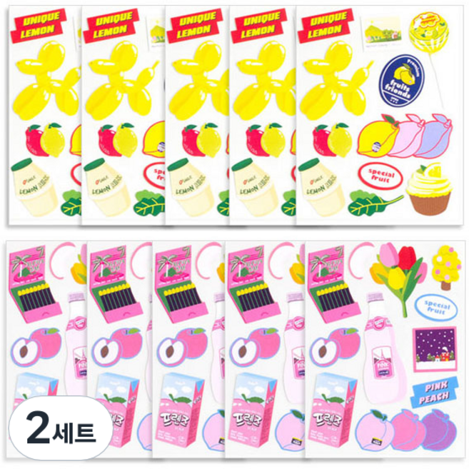 루카랩 후르츠 리무버 스티커 2종 x 5p 세트, C(레몬, 피치), 2세트