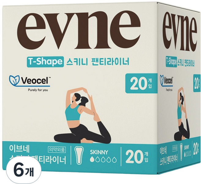 evne 頂級BIO纖薄護墊, 6個, 20入, 一般