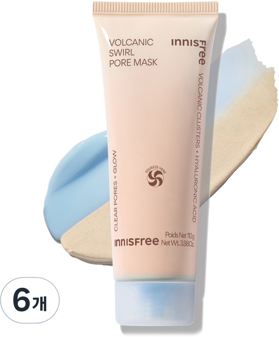 이니스프리 화산송이 모공 듀얼 마스크팩 110g, 1개입, 6개