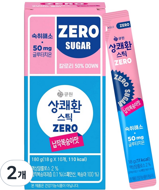 상쾌환 스틱 ZERO 납작복숭아맛 숙취해소제 10p, 180g, 2개