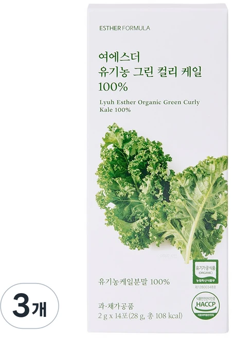 에스더포뮬러 여에스더 유기농 그린 컬리 케일 100%, 14회분, 3개 - 쿠팡