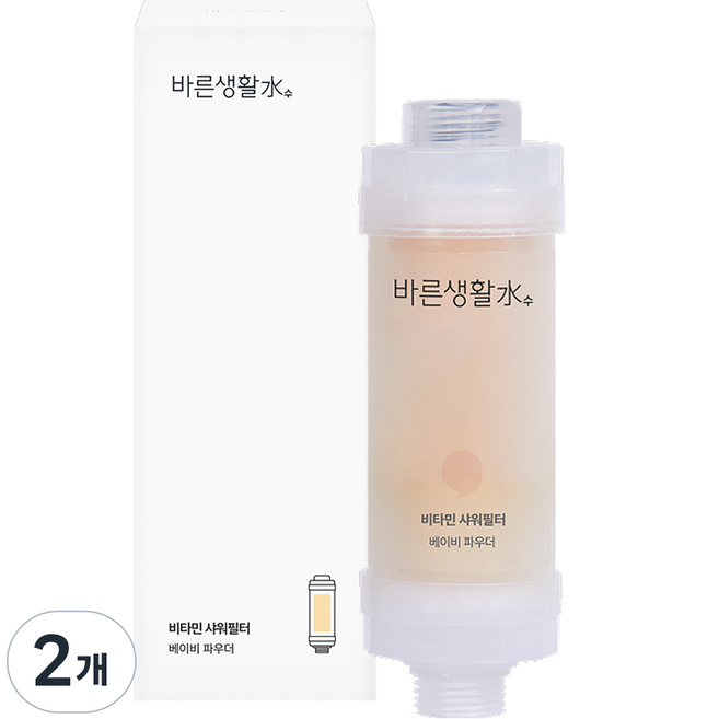 바른생활수 녹물 염소 제거 비타민 샤워필터, 2개, 베이비파우더