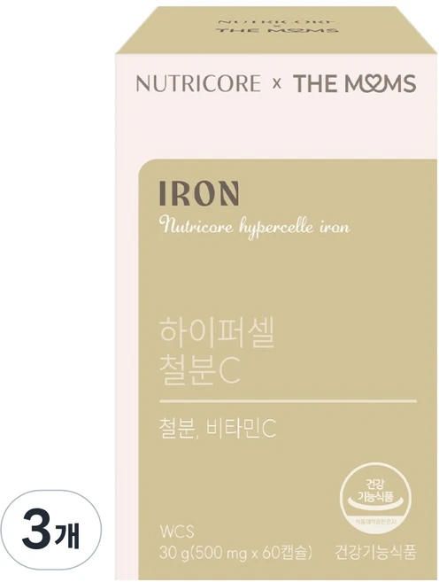 뉴트리코어 더맘스 하이퍼셀 철분C 30g, 3개, 60정 - 쿠팡
