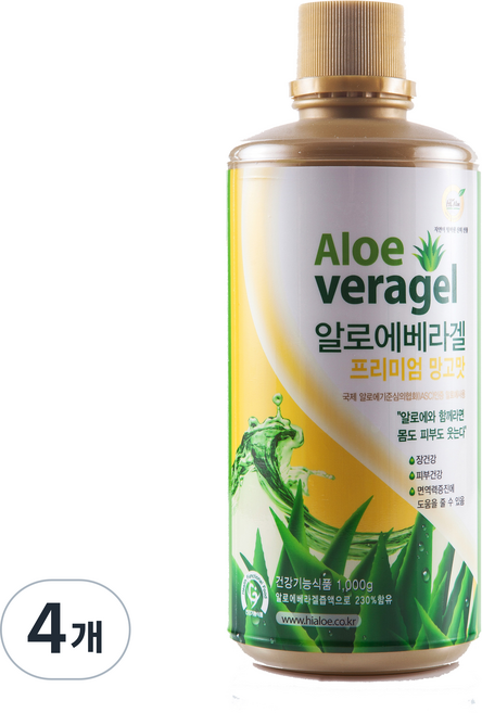 하이알로에 베라겔 프리미엄 망고맛, 4개, 1kg