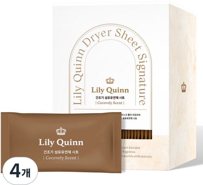 릴리퀸 프리미엄 건조기 섬유유연제 시트 코코블리 본품, 4개, 40개입