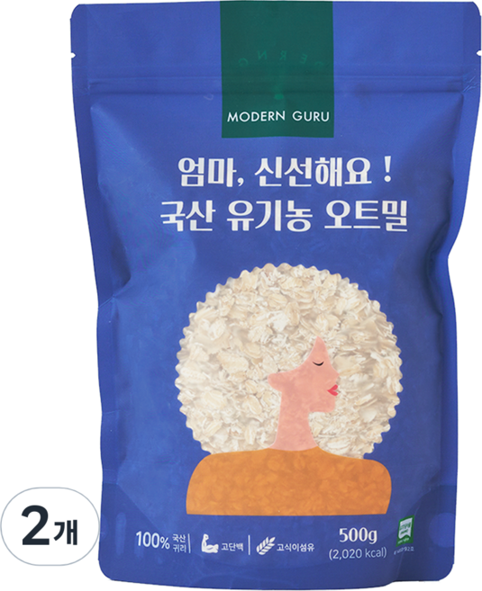 모던구루 엄마 신선해요 국산 유기농 오트밀, 500g, 2개