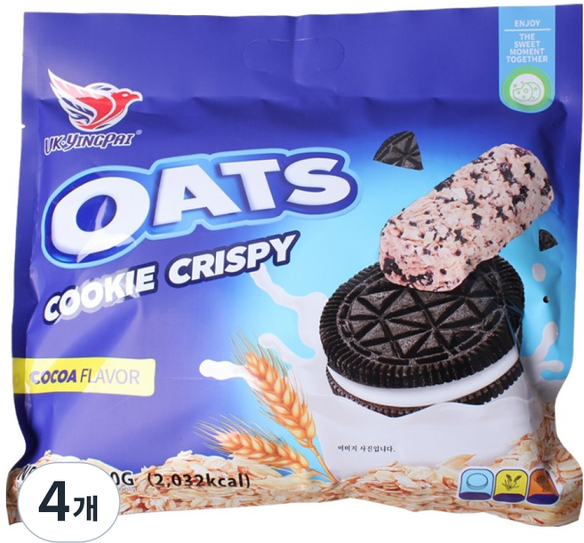 YINGPAI 오츠쿠키크리스피 초코맛, 400g, 4개