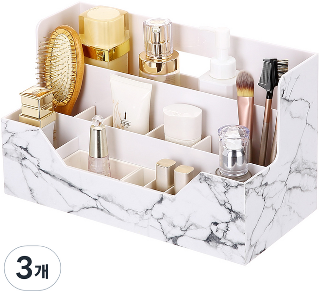 헬로리빙 마블패턴 디럭스 화장품 정리함, 혼합색상, 3개