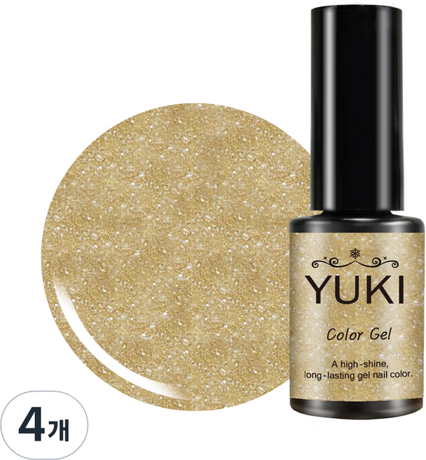 유키 컬러 젤네일, 155호 골드조각, 5g, 4개