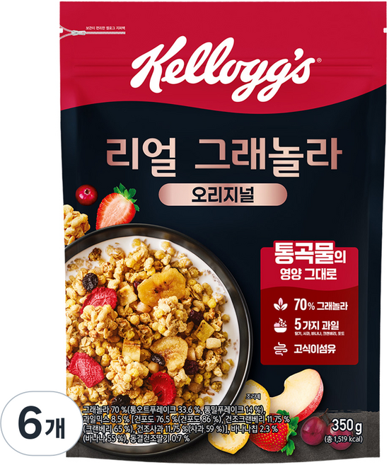 Kellogg's 家樂氏 Real Granola 原味麥片, 350g, 6個