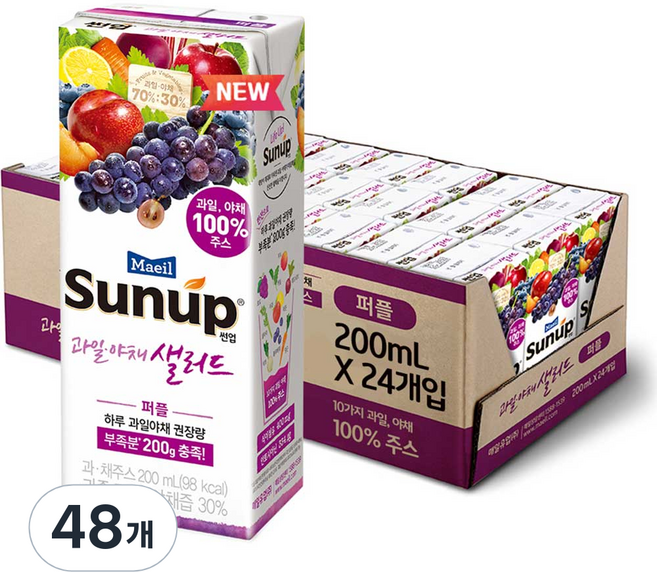 썬업 과일야채샐러드 퍼플, 200ml, 48개