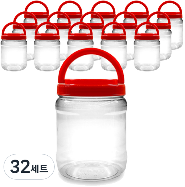 대광구용기 다용도 밀폐용기 1.65L + 원터치 적색캡 세트, 32세트