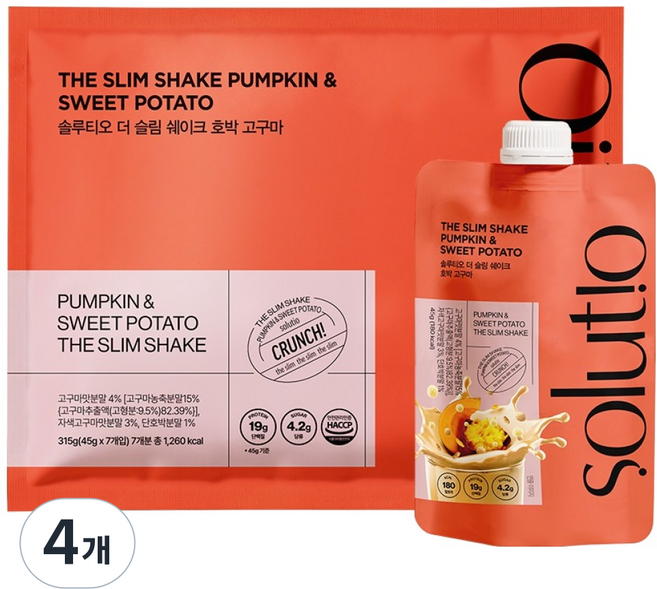 솔루티오 더 슬림 쉐이크 호박고구마 7p, 315g, 4개