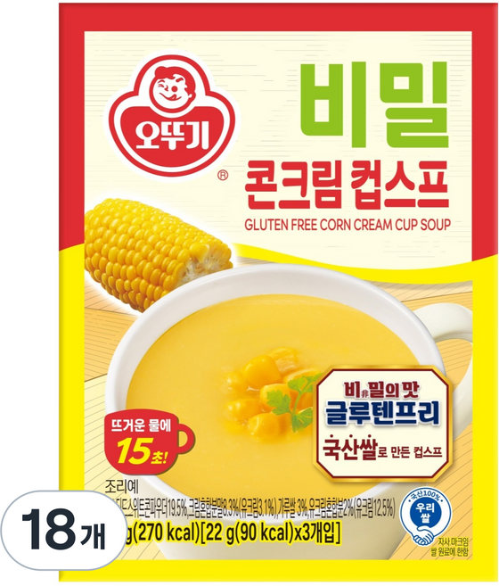 오뚜기 비밀 콘크림컵스프, 22g, 18개