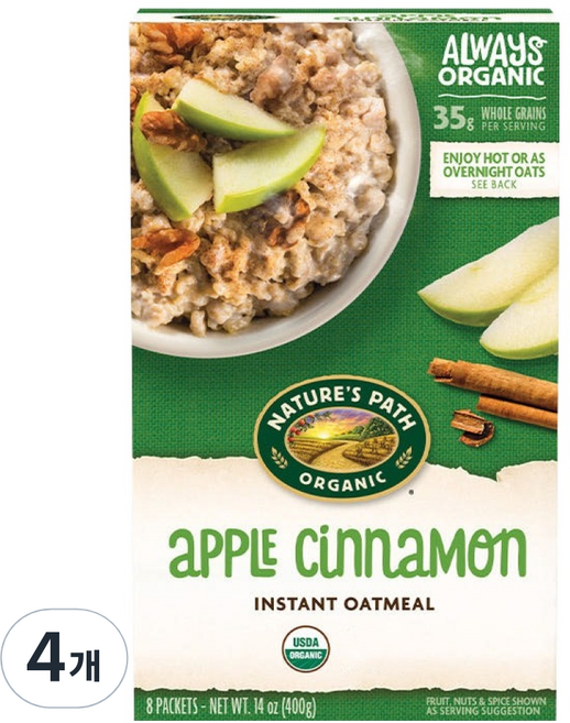 네이쳐스패스 핫오트밀 애플시나몬, 400g, 4개