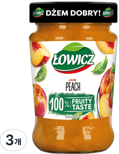 Lowicz 水蜜桃果醬, 3個, 280g