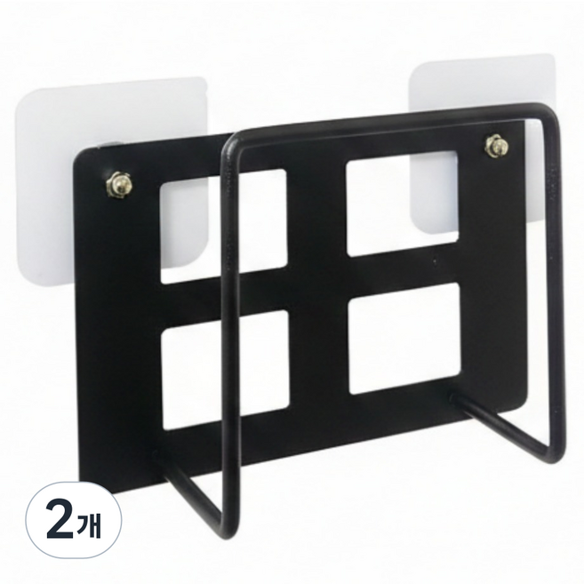 바리코 무타공 공유기 셋톱박스 벽걸이 정리함, 블랙, 2개